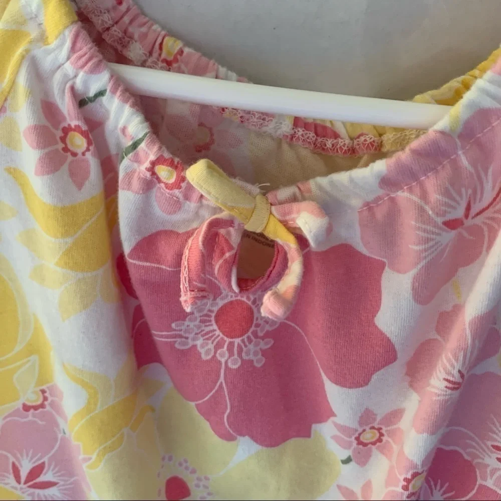 The Children’s Place Floral Ruffle Elastic Spring Summer Pink Yellow. Size 5/6